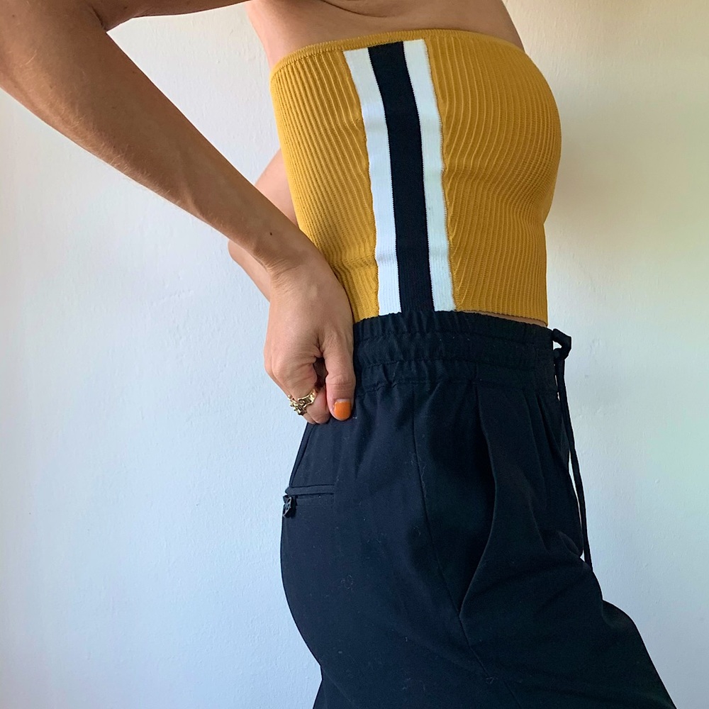 Aritzia Babton Yellow Rib Tube Top Racer Stripes